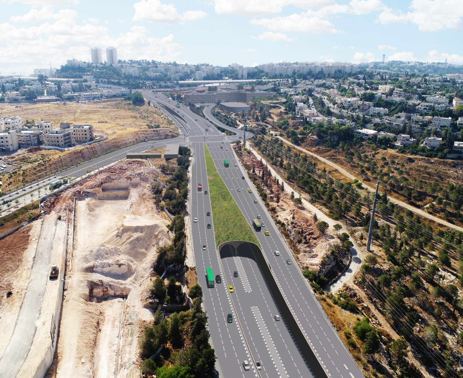 פרוייקט הגבעה הצרפתית,כביש,עצים